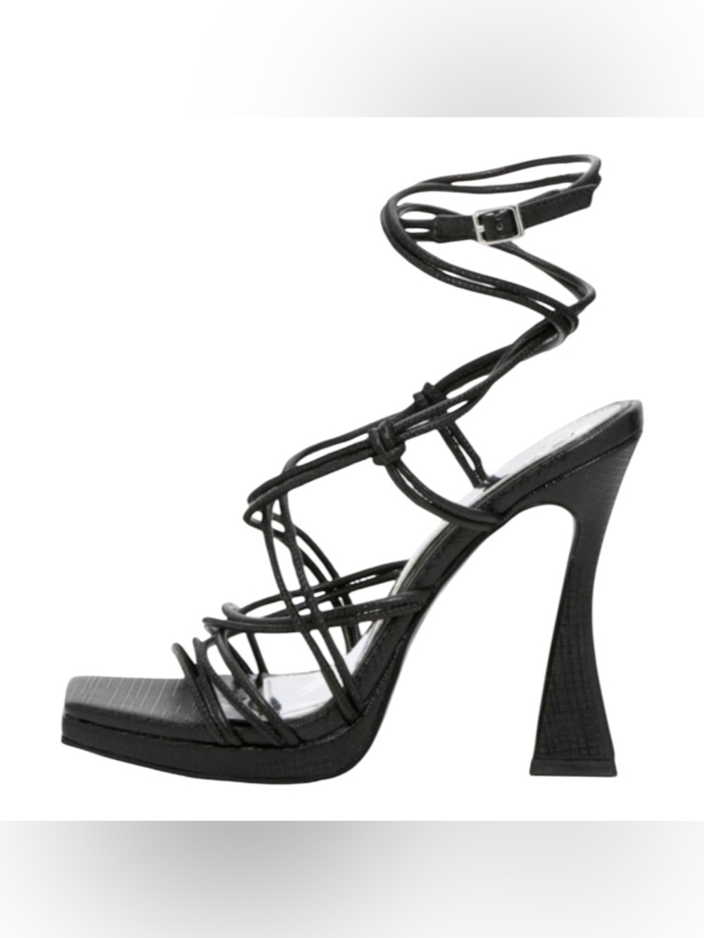 Jennifer Lopez Black Strappy Wrap High Heel Sandal Size 9 NWOB